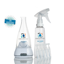 Force of Nature is an EPA-registered eco-friendly disinfectant and multi-surface cleaner that kills 99.9% of germs. Spray Bottle and Electrolyzer Unit