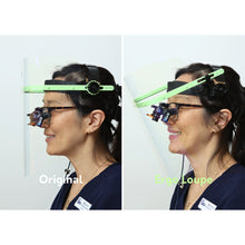 Ambience™ Face Shield - Écran de protection avec harnais de tête. Utilisé avec ou sans loupes. Entièrement réglable.