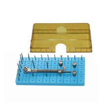 Autoclavable BurButler dental bur organizer with silicone base - Blue 60-Hole. Curion Dental