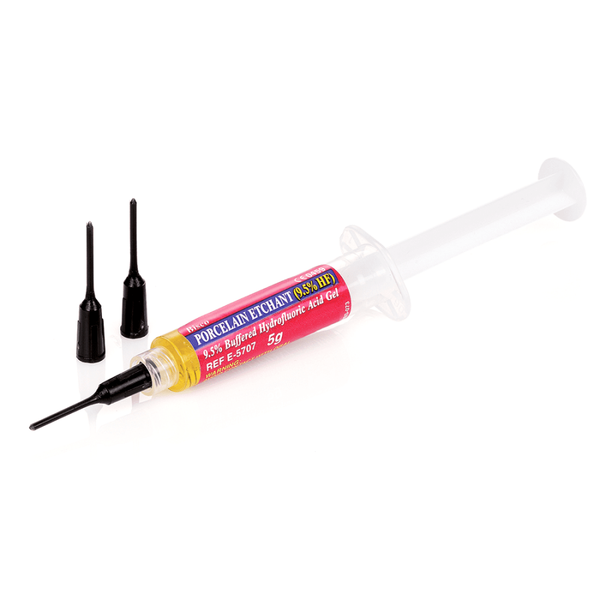 thumbnail interactive-video image 1 of Dental Porcelain Etch Gel 9.5% Acid Etchant – 2.5 Ml Syringe With 3 Tips – For Dental Lab, Endodontics 1 of 3