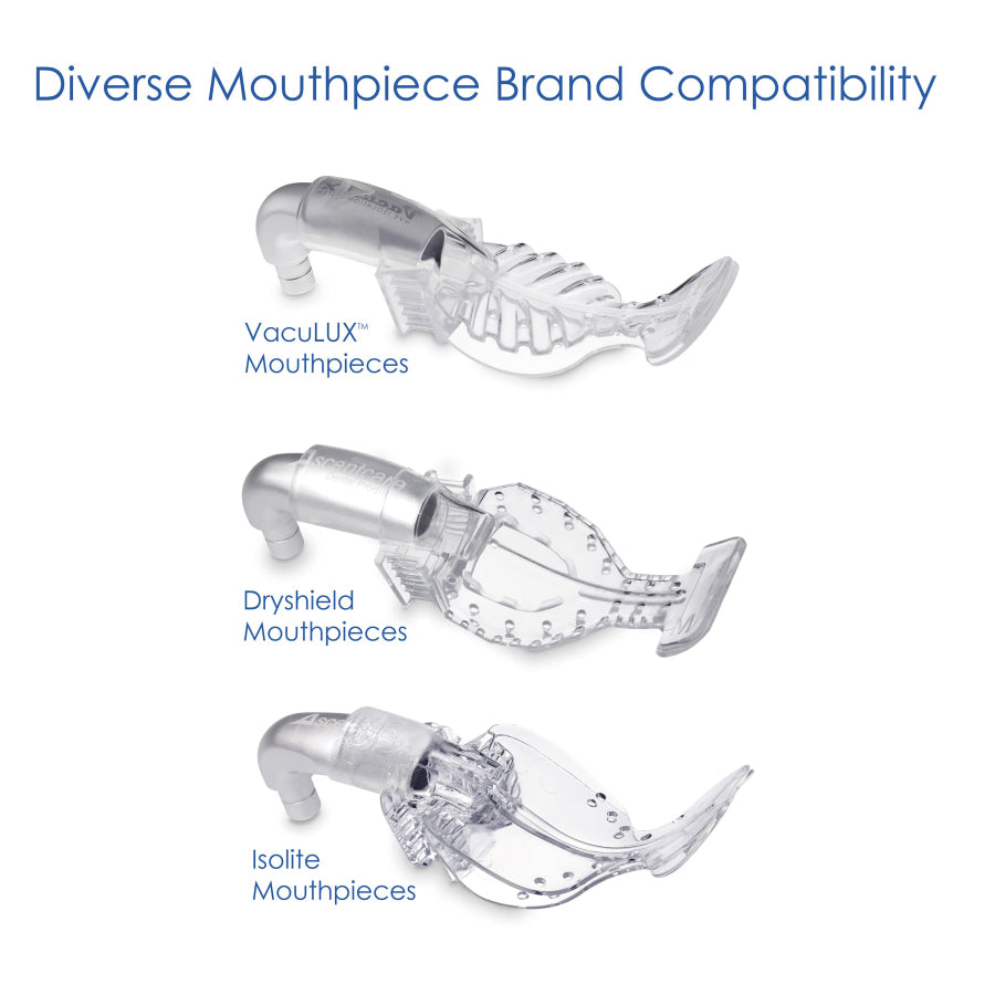 Adaptateur d'air Vaculux™ avec compatibilité avec diverses marques d'embouts buccaux