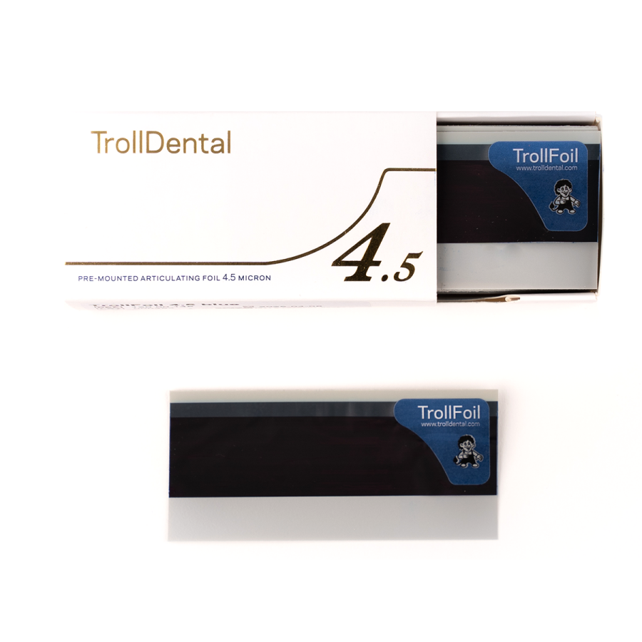 TrollFoil™ de TrollDental & Directa Dental est une feuille articulée ultra-mince, montée sur deux faces (4,5 microns) Blue...