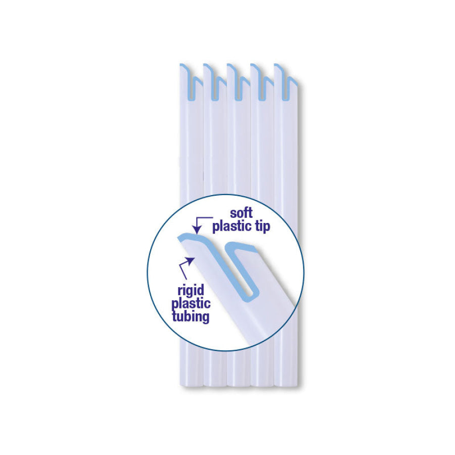 Premium Plus™ Soft Touch™ Latex-Free, Evacuateurs oraux HVE jetables avec évent à fente et bord doux pour réduire les traumatismes tissulaires. 