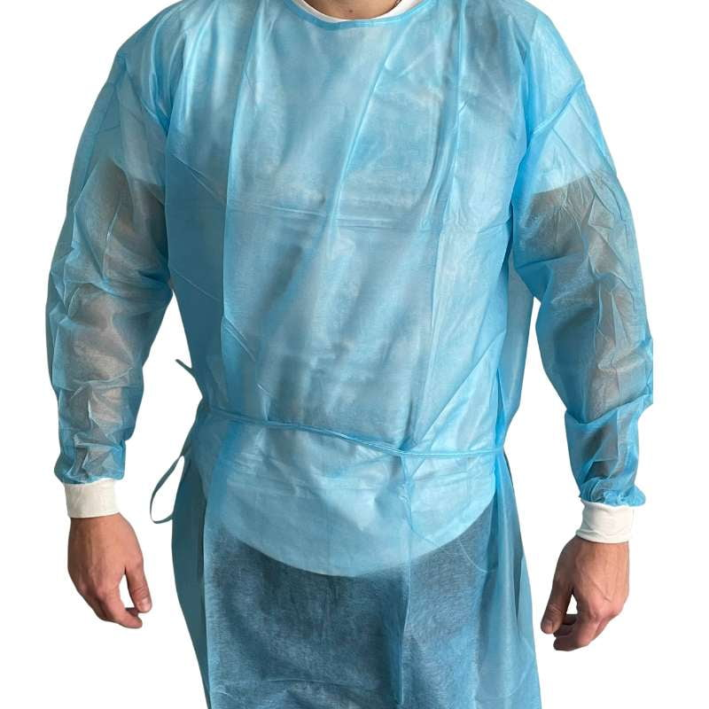 D2D (PPE) blouse d'isolation jetable avec manchette tricotée pour usage dentaire et médical.